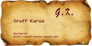 Greff Karsa névjegykártya